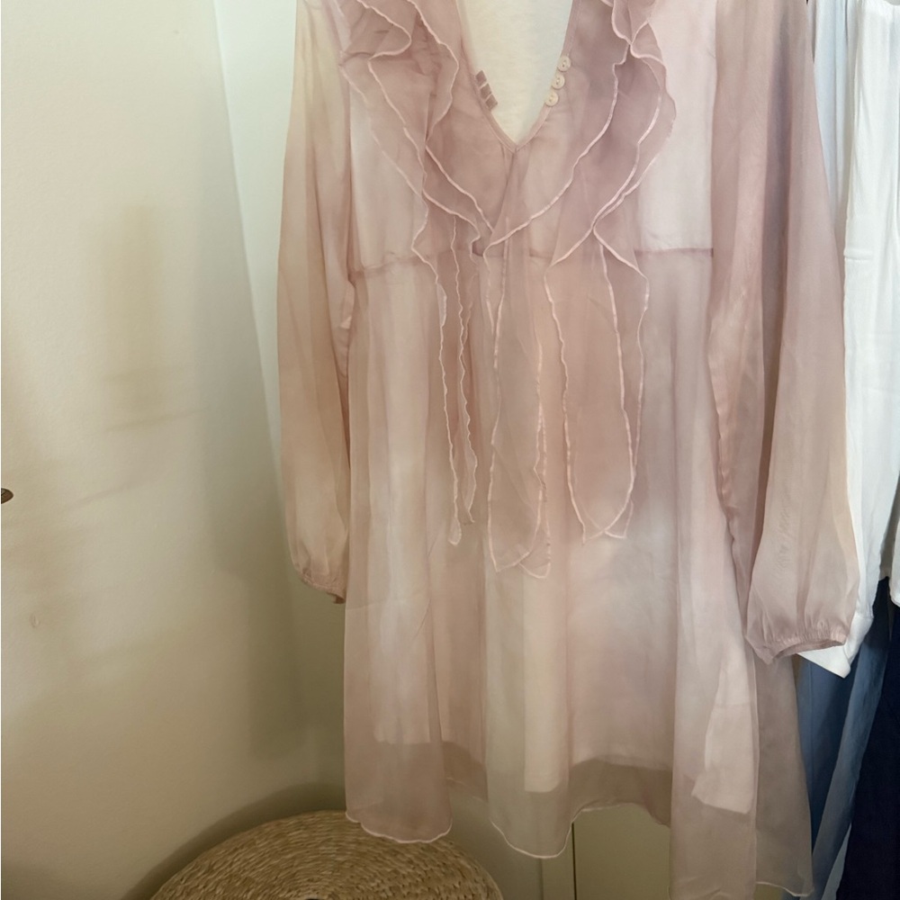 Chic Sheer Blouse with Ruffles - Picture 2 of 3